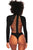 Sexy Black Velvet Ribbed Lace up Back Bodysuit