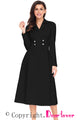 Sexy Black Vintage Button Collared Fit-and-flare Dress