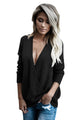 Sexy Black West Coast Wrap Front Sweater