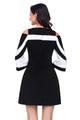 Sexy Black White Colorblock Dress