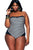 Sexy Black White Graphic Print Bandeau 1 PC Plus Size Swimwear