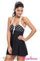 Sexy Black White Polka Dot One-piece Swimdress