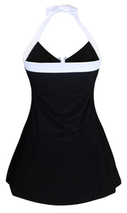 Sexy Black White Polka Dot One-piece Swimdress