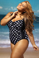 Sexy Black White Polka Dot Plus Size One-Piece Swimsuit