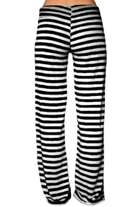 Sexy Black White Striped Wide Leg Pants