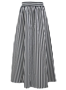 Sexy Black White Stripes Adult Maxi Skirt