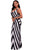 Sexy Black White Stripes Cutout Back Sleeveless Maxi Dress