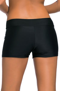 Sexy Black Wide Waistband Swimsuit Bottom Shorts