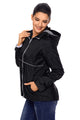 Sexy Black Women Zipper Lapel Suit Blazer with Foldable Sleeve