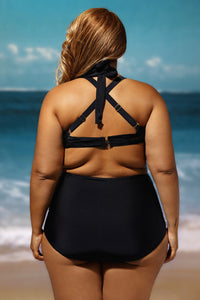Sexy Black Wrap Underwire High Waist Plus Size Bikini