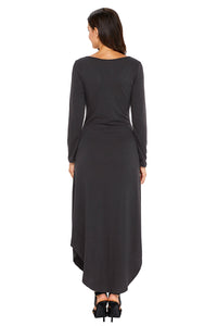 Sexy Black Y Strap Neckline Relaxed Long Jersey Dress