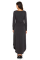 Sexy Black Y Strap Neckline Relaxed Long Jersey Dress