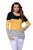 Sexy Black Yellow Color Block Striped Long Sleeve Blouse Top
