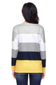 Sexy Black Yellow Colorblock Pocket Pullover Tunic Top