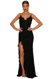 Sexy Black Yum Lacy Lace Bridal Wedding Party Gown