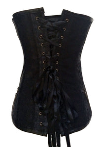 Sexy Black Zip Front Steampunk Corset with Thong