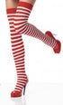 Sexy Black and white stripe thigh high Christmas stockings.