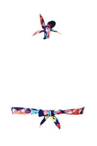 Sexy Blooming Navy Retro Tie Front Bikini Top