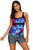 Sexy Blue Abstract Printed Camisole Tankini Top