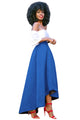 Sexy Blue Asymmetric High-Low Hem Maxi Prom Skirt