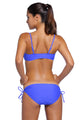 Sexy Blue Bandeau Bikini Swimsuit Printed Vest Tunic