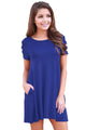 Sexy Blue Banded Short Sleeve Relaxing Casual Dress