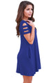 Sexy Blue Banded Short Sleeve Relaxing Casual Dress