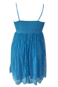 Sexy Blue Big Girl Sweet Lace Skater Dress