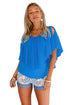 Sexy Blue Cold Shoulder Flutter Top