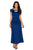 Sexy Blue Cold Shoulder Front Slit Flare Maxi Dress