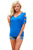 Sexy Blue Cold Shoulder Ruched Sides T-shirt