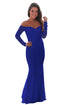 Sexy Blue Crochet Off Shoulder Maxi Evening Party Dress