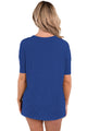 Sexy Blue Cutout Choker Detail Short Sleeve T-shirts