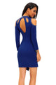 Sexy Blue Funky Studded Cutout Cold Shoulder Dress