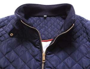 Sexy Blue High Neck Cotton Quilted Vest Coat