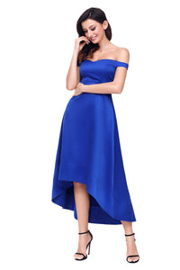 Sexy Blue High-shine High-low Party Evening Dress