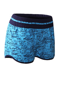 Sexy Blue Individual Handwriting Print Swim Shorts