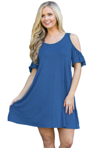 Sexy Blue Naughty Cute Cold Shoulder Short Dress