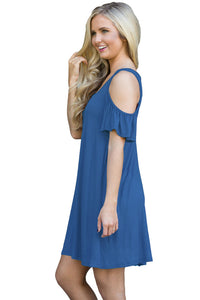 Sexy Blue Naughty Cute Cold Shoulder Short Dress