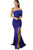 Sexy Blue Off The Shoulder One Sleeve Slit Maxi Party Prom Dress