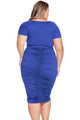 Sexy Blue Pleated Curvaceous Midi Dress