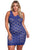 Sexy Blue Plus Size Floral Lace Bodycon Dress