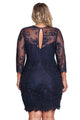 Sexy Blue Plus Size Floral Lace Embroidered Dress