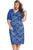 Sexy Blue Plus Size V-Neck Half Sleeve Lace Midi Dress