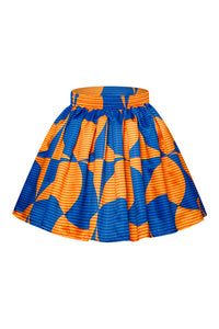 Sexy Blue Print Skater African Style Mini Skirt
