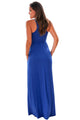 Sexy Blue Racerback Maxi Dress with Pockets