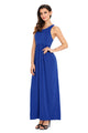 Sexy Blue Racerback Maxi Dress with Pockets