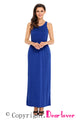 Sexy Blue Racerback Maxi Dress with Pockets