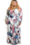 Sexy Blue Red Floral Print Sash Tie Plus Size Maxi Dress