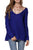 Sexy Blue Retro Loose V Neck Cozy Oversized Sweater